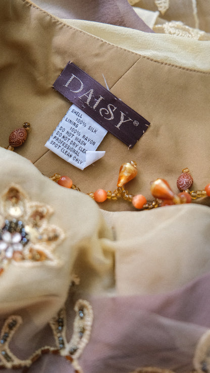 Vintage Daisy one shoulder ruffle dress (S/M-M)