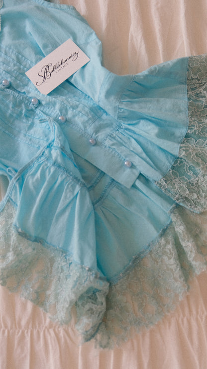 Vibrant blue short sleeve blouse (S-S/M)