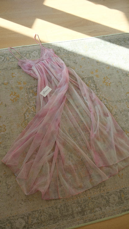 Vintage lilac high split lingerie dress (M)