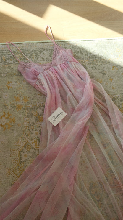 Vintage lilac high split lingerie dress (M)