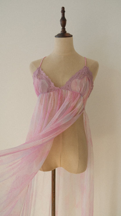 Vintage lilac high split lingerie dress (M)