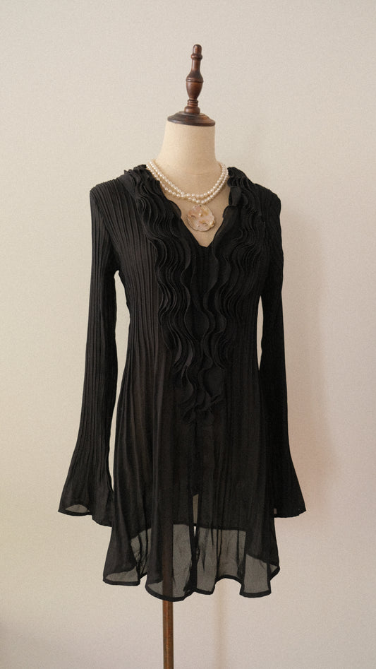 Vintage René Derhy mermaid ruffle dress (S-M)