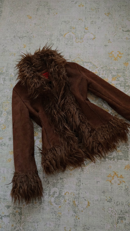 Faux Fur Chocolate jacket (S, M)