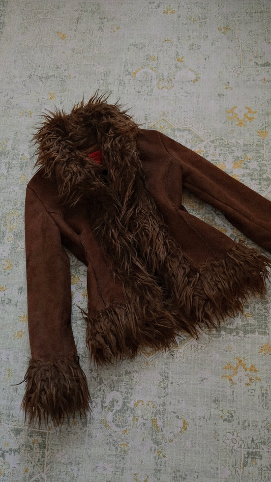 Faux Fur Chocolate jacket (S, M)