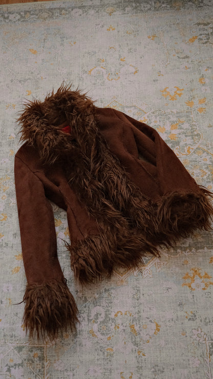 Faux Fur Chocolate jacket (S, M)