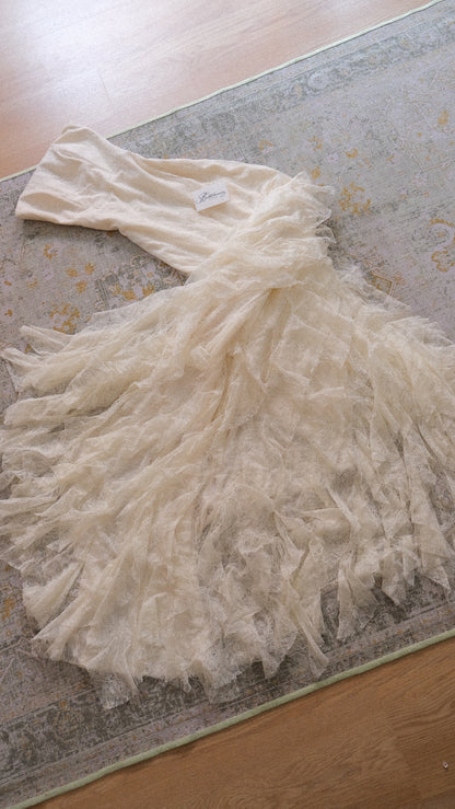 Vintage fairy ruffle bridal gown (XXS/XS)