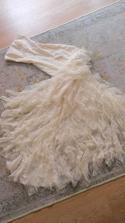 Vintage fairy ruffle bridal gown (XXS/XS)