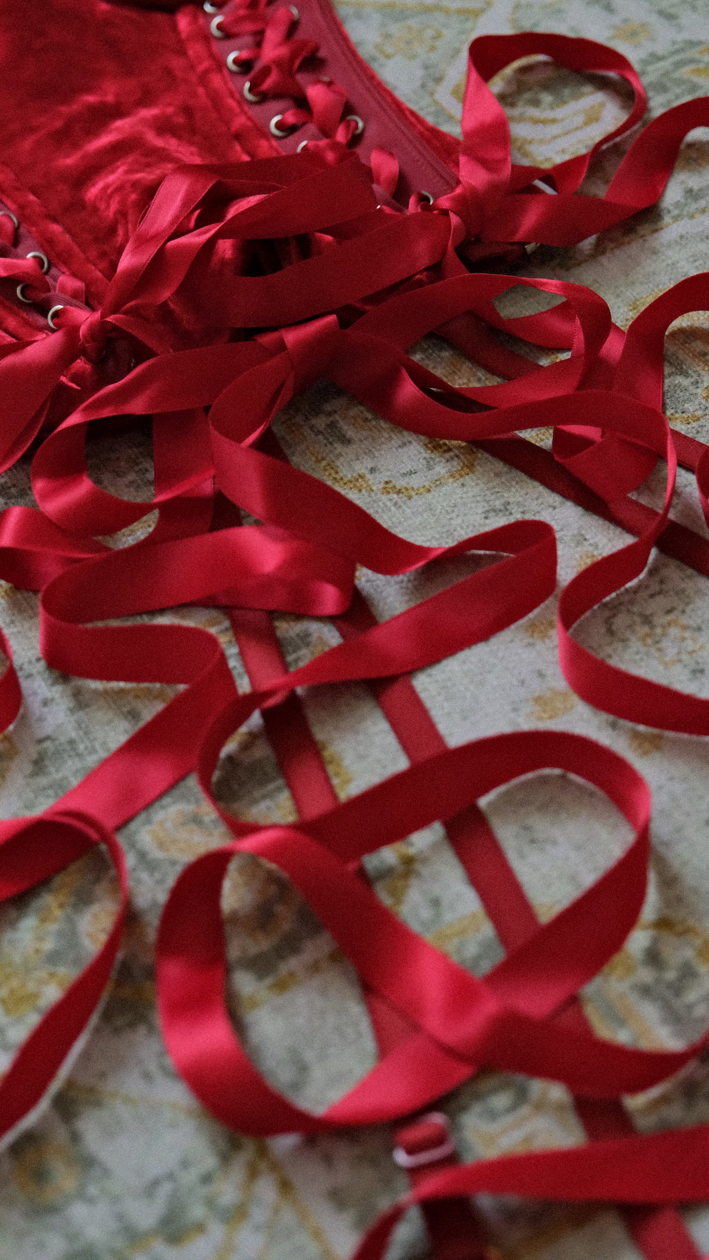 Vintage Red velours corset (XS-M)