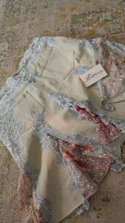 Vintage soft blue denim mermaid skirt (S/M, M)