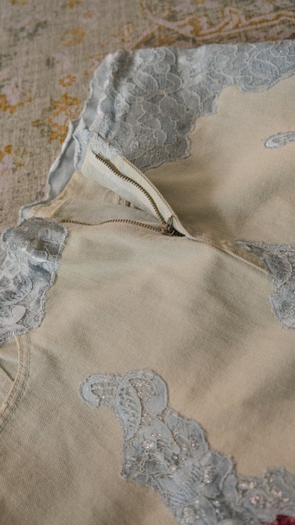 Vintage soft blue denim mermaid skirt (S/M, M)