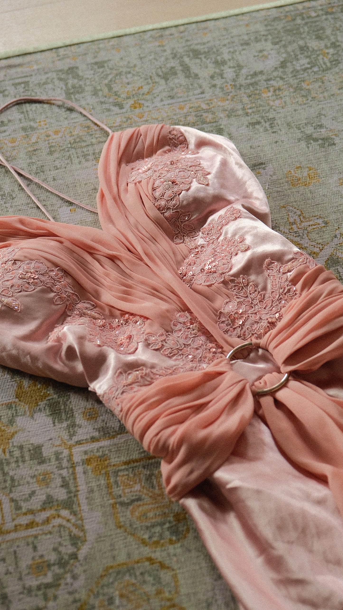 Vintage French soft pink bustier dress (S/M-M)