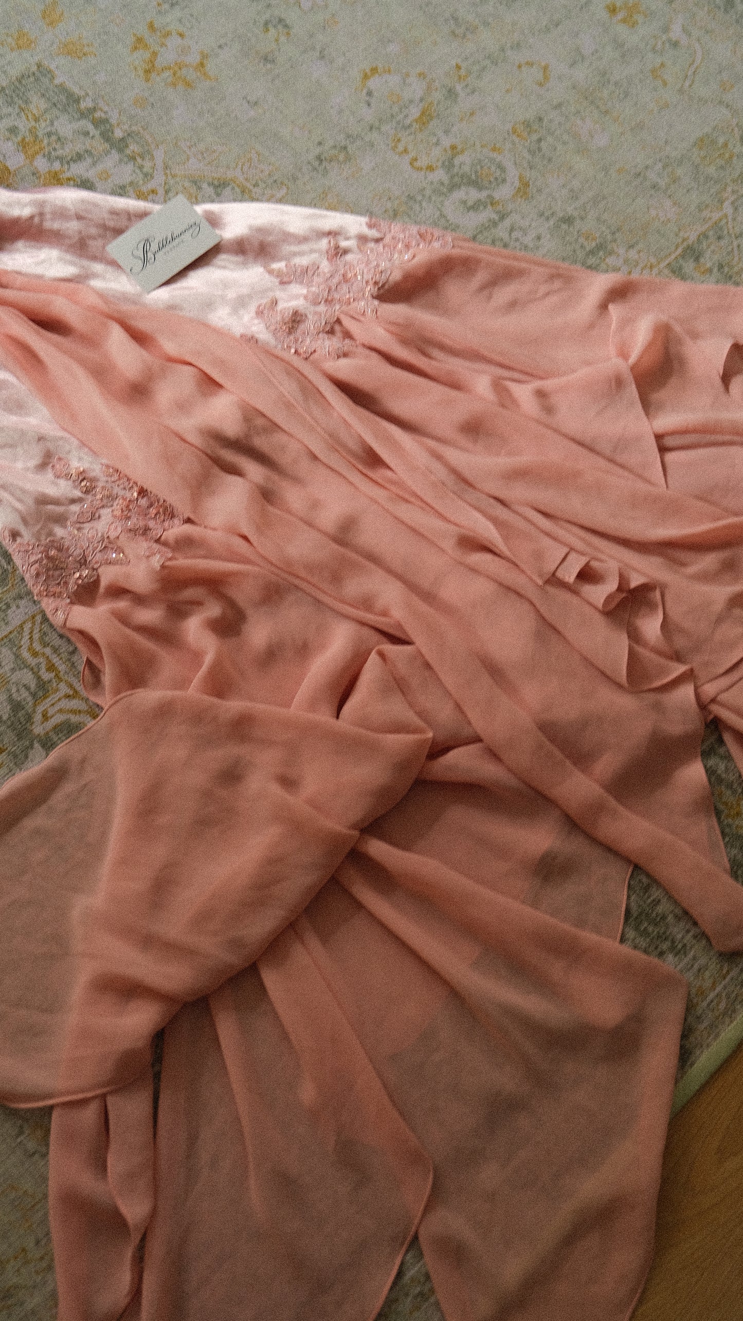 Vintage French soft pink bustier dress (S/M-M)