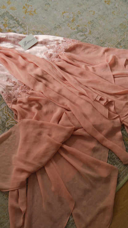 Vintage French soft pink bustier dress (S/M-M)