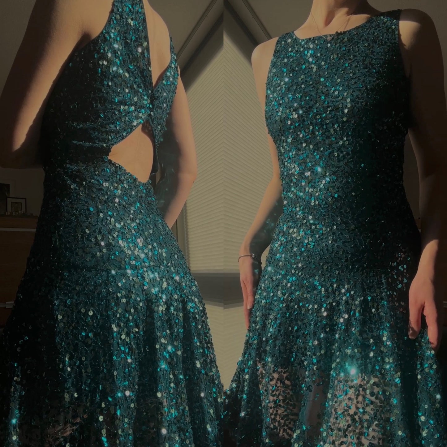 Emerald green sequin dress (M)