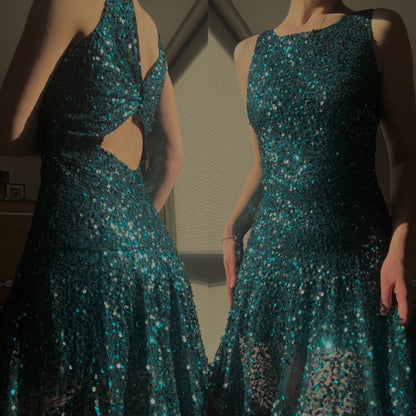 Emerald green sequin dress (M)