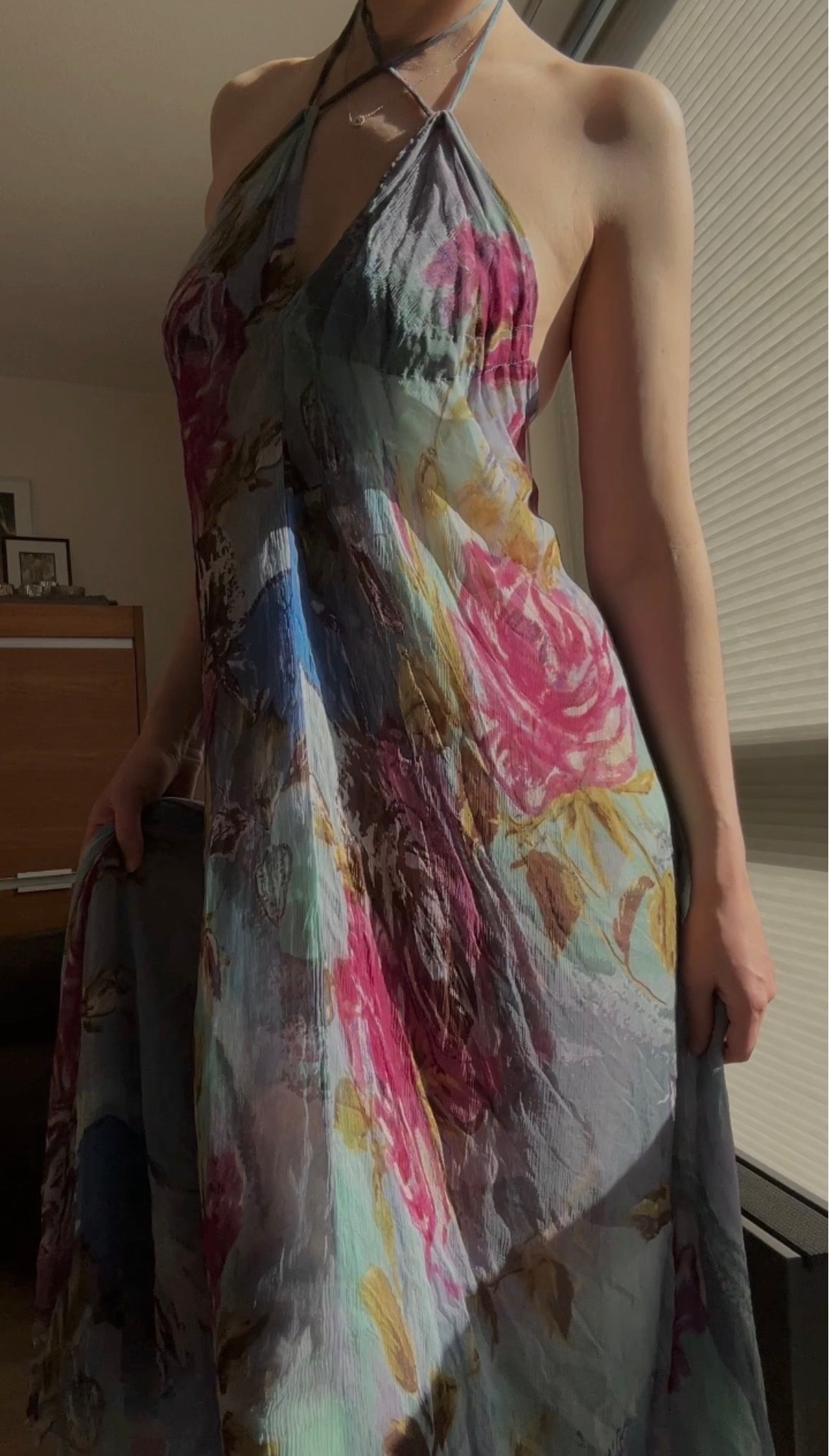 Vintage floral flowy summer dress (S-M)