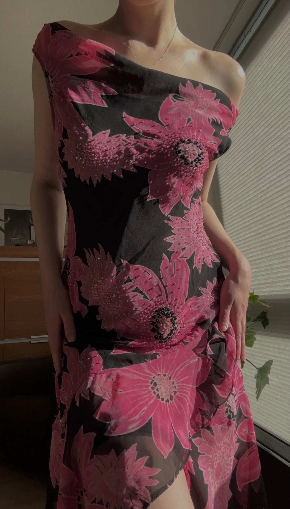 Hotpink floral summer dress (M-XL)