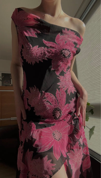 Hotpink floral summer dress (M-XL)