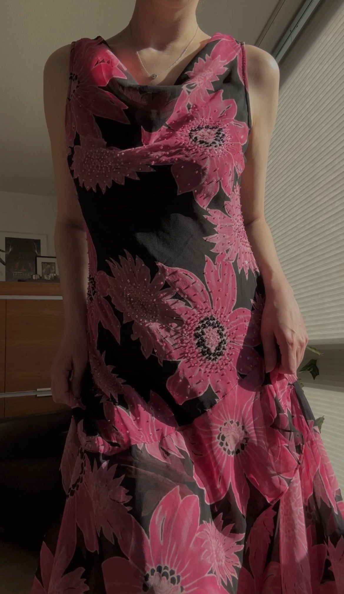 Hotpink floral summer dress (M-XL)