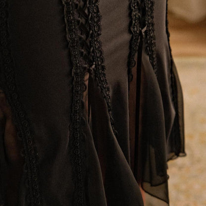 English designer midi skirt with lacing (S/M)