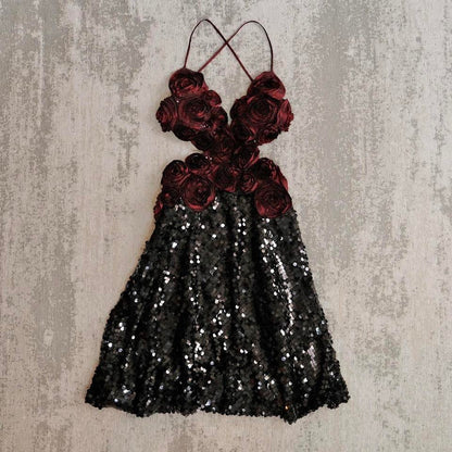 Dark rose in bloom dress (M, M/L)
