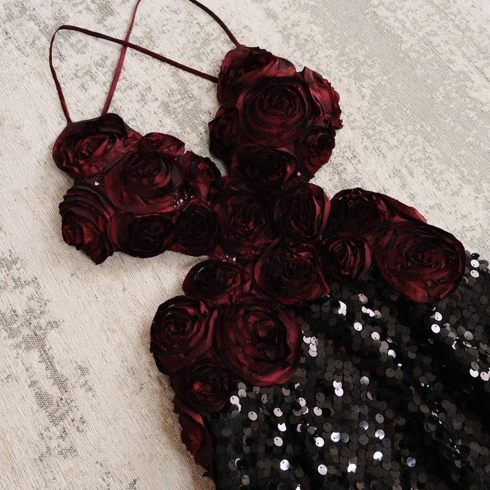 Dark rose in bloom dress (M, M/L)