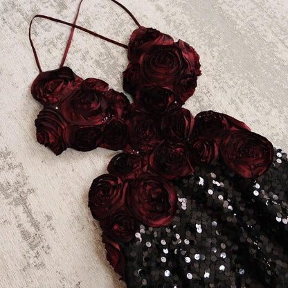 Dark rose in bloom dress (M, M/L)