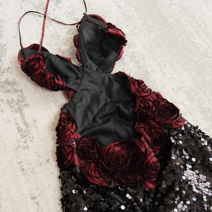 Dark rose in bloom dress (M, M/L)