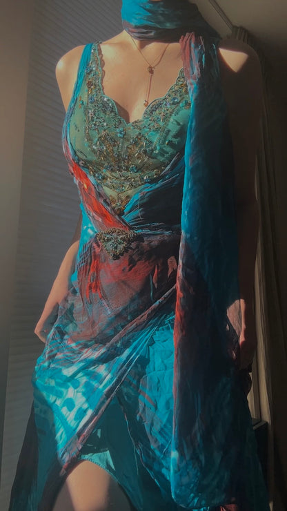 Vintage mermaid bustier dress (M)
