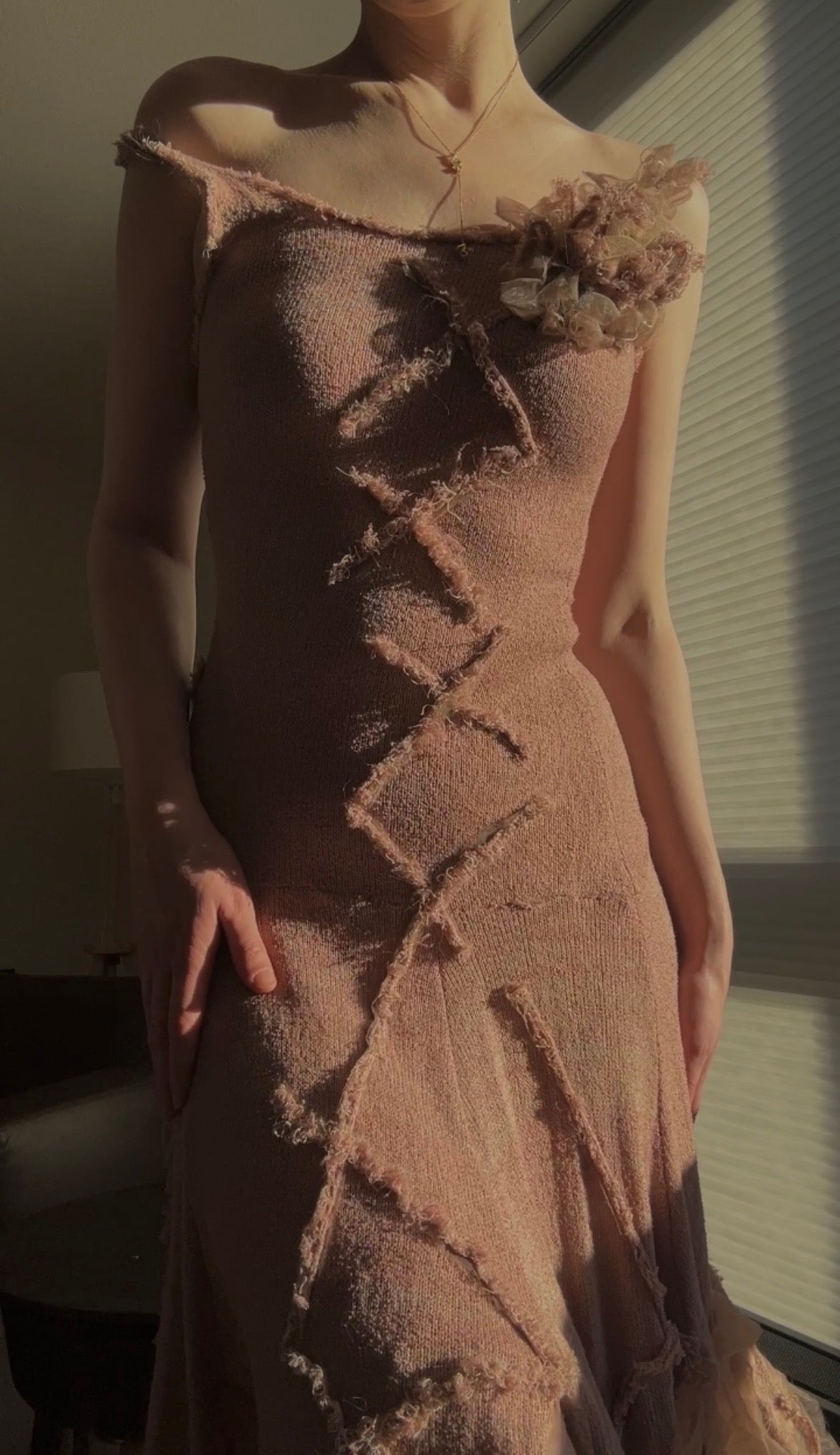 Vintage blush pink knit dress (M-L)