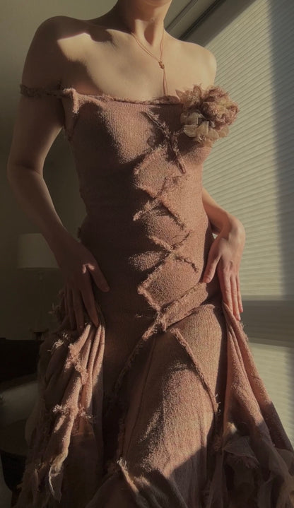 Vintage blush pink knit dress (M-L)
