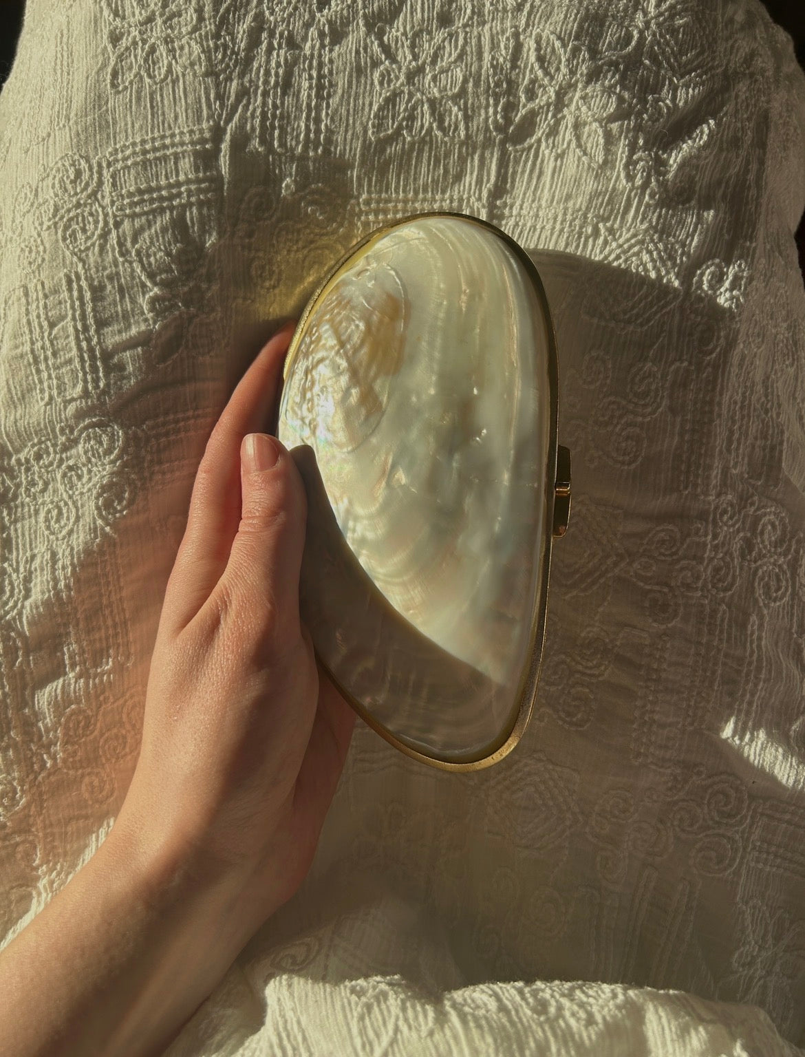 Vintage mother of pearl clutch circa 1950