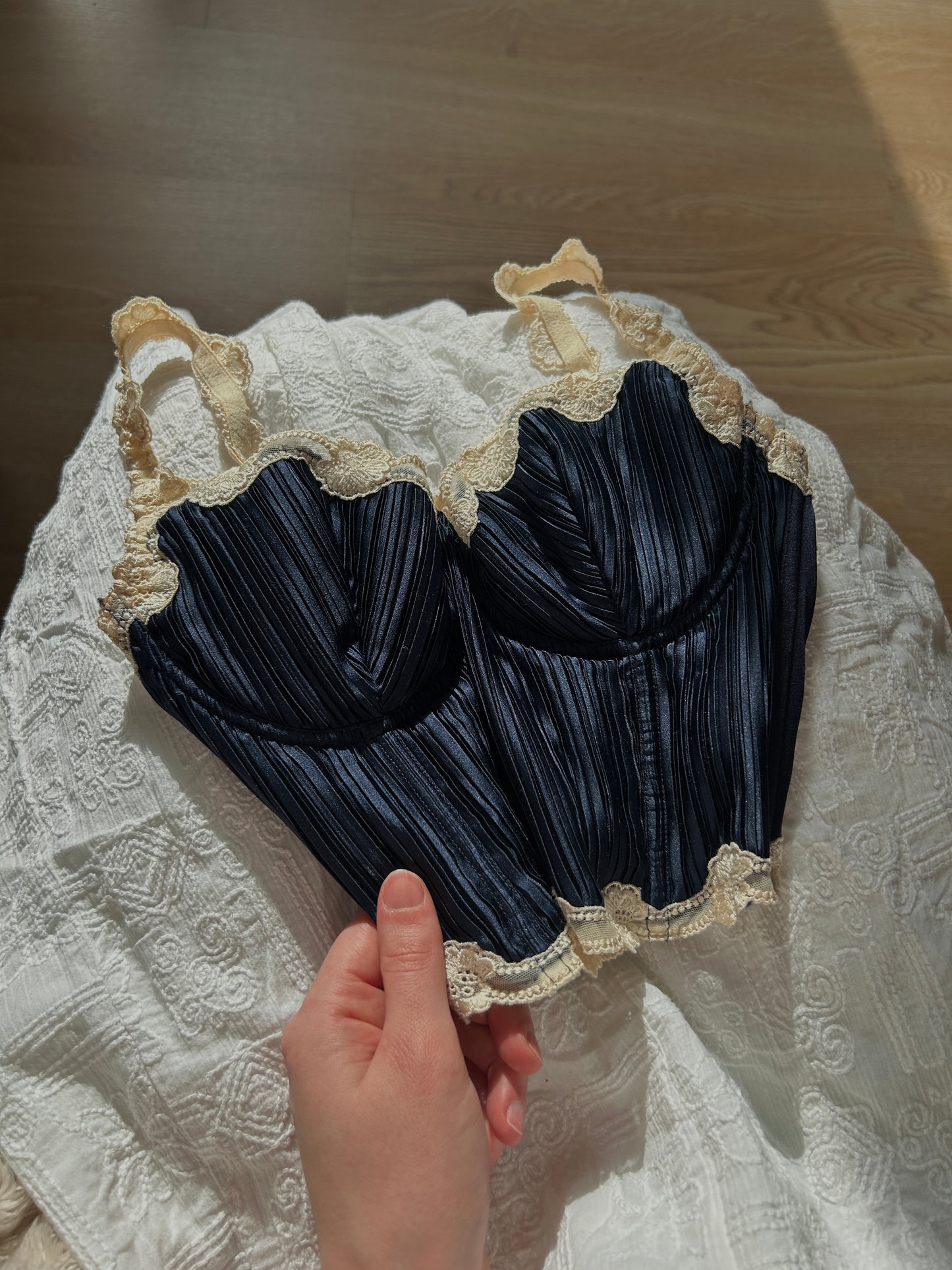 1996 La Perla navy pleated corset (34/75)