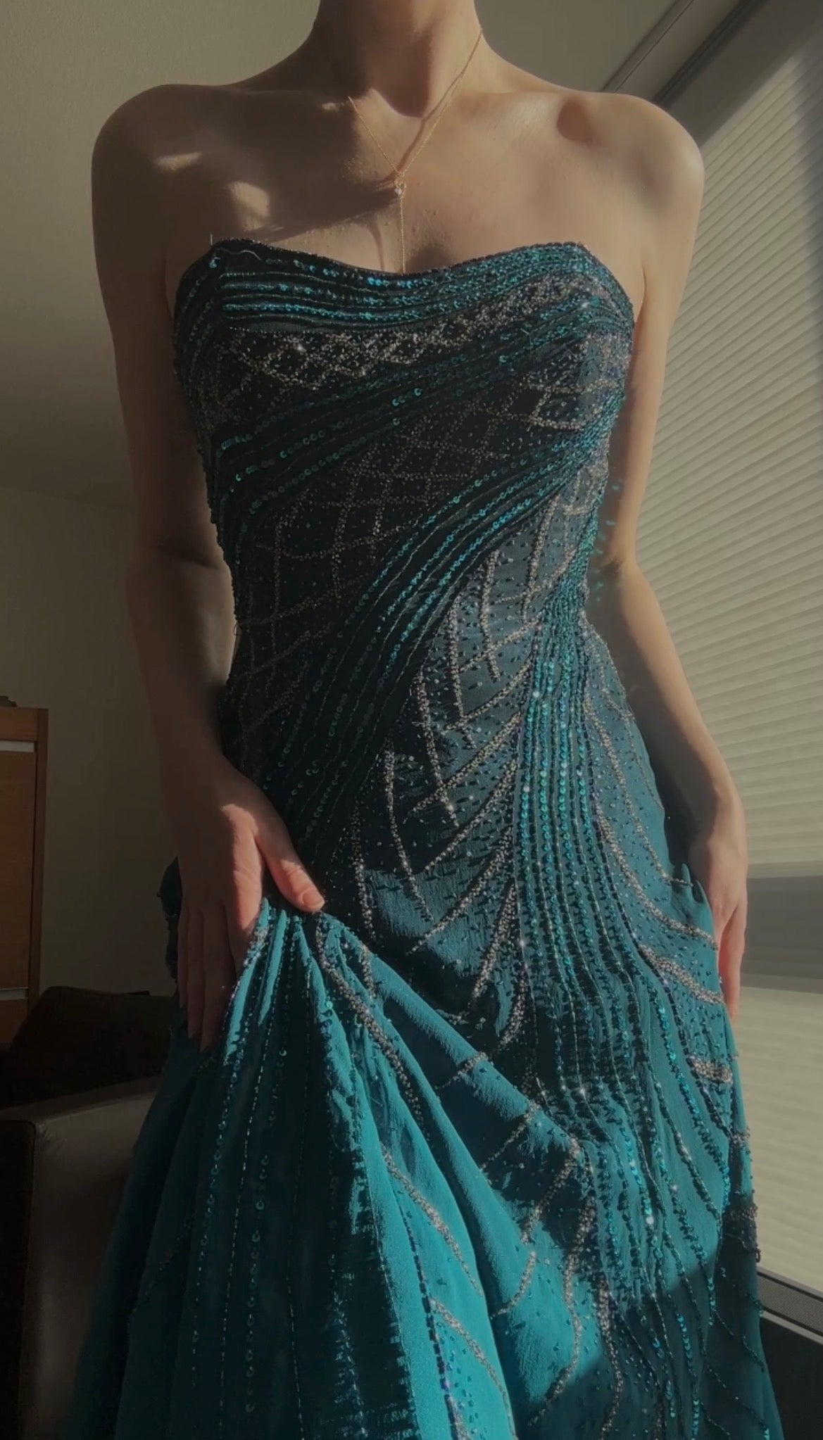 Vintage mermaidcore dress (L-XL)