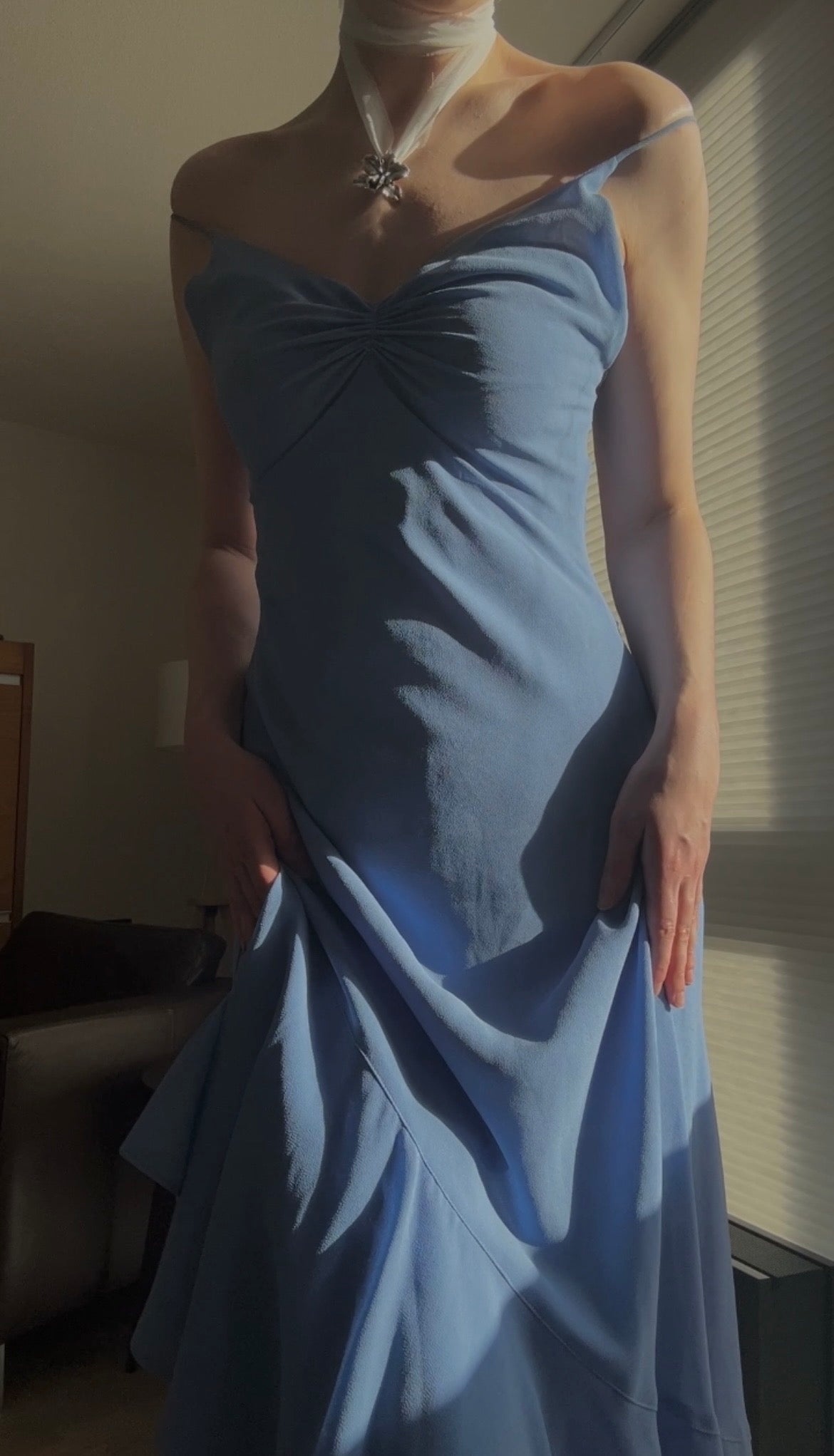 Vintage soft ocean blue dress (S-M)