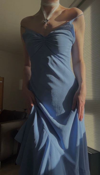 Vintage soft ocean blue dress (S-M)