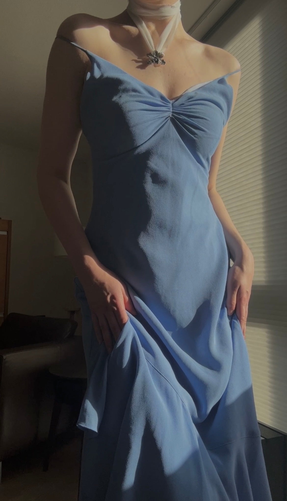 Vintage soft ocean blue dress (S-M)