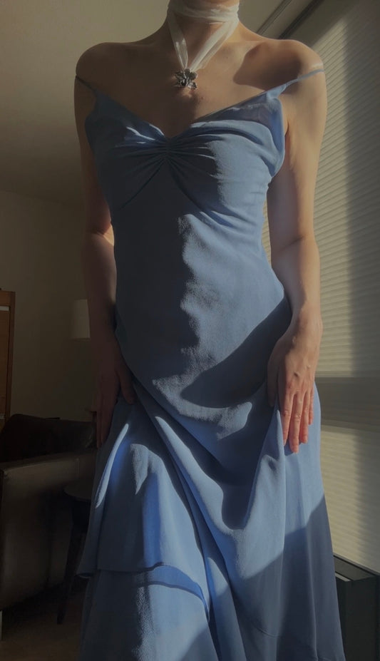 Vintage soft ocean blue dress (S-M)