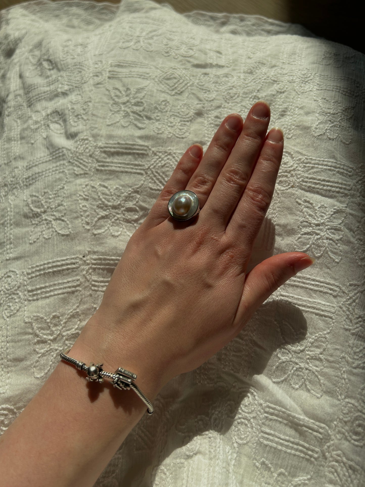 Faux pearl vintage ring