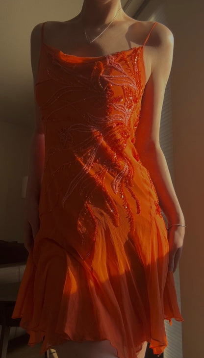 Vintage citrus cocktail dress (S-M)