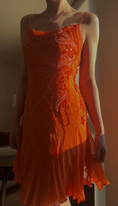 Vintage citrus cocktail dress (S-M)
