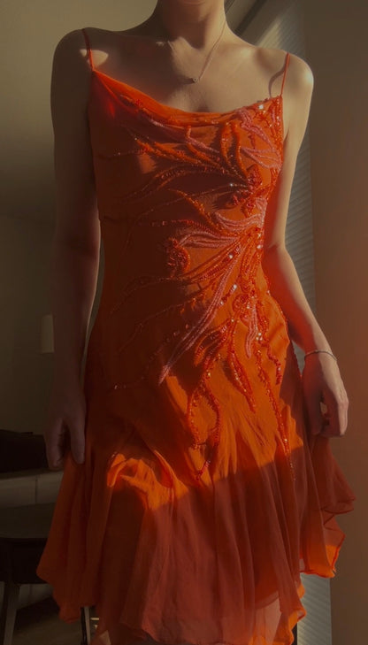 Vintage citrus cocktail dress (S-M)