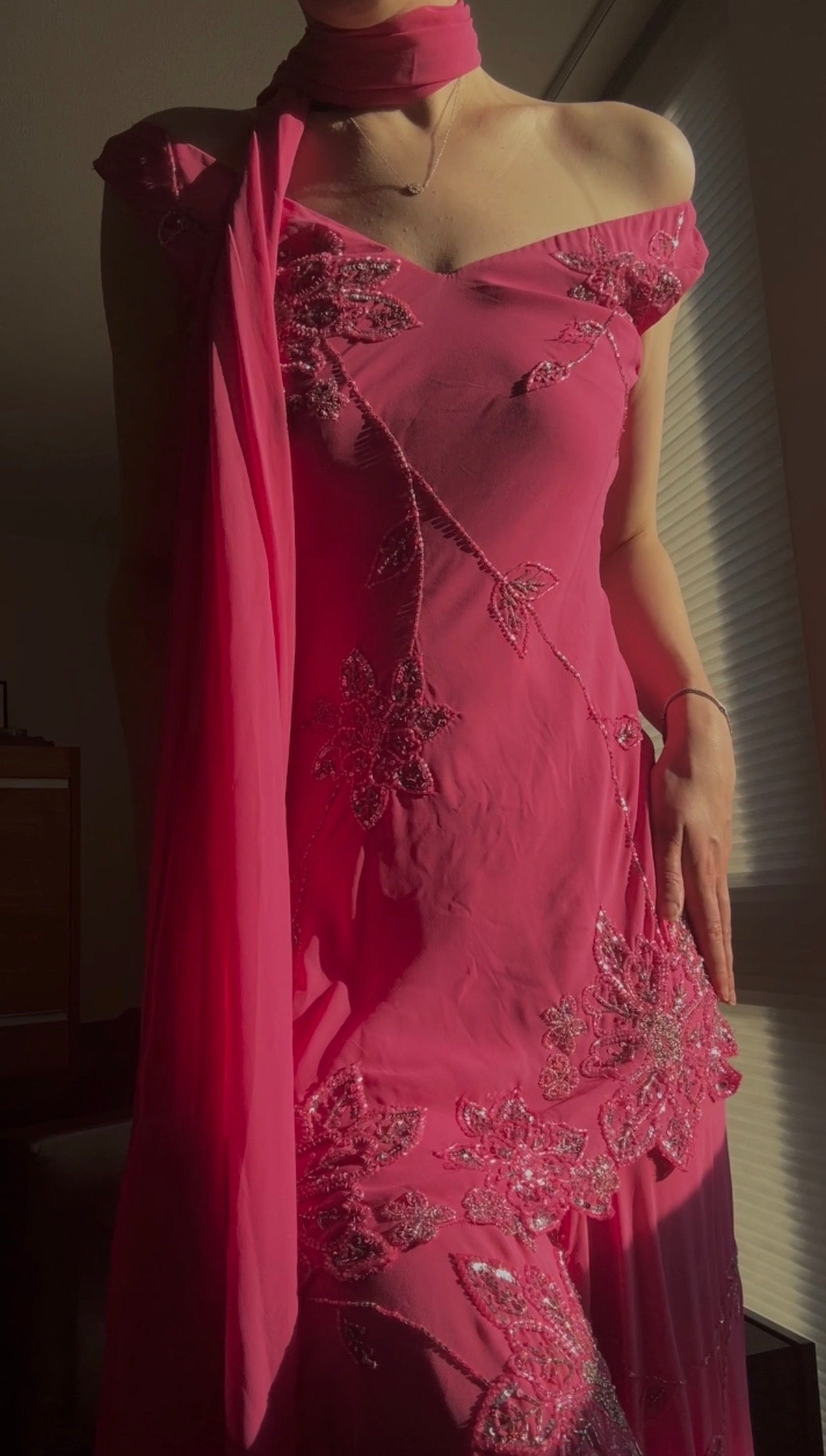 Vintage pink floral dress (M-L)