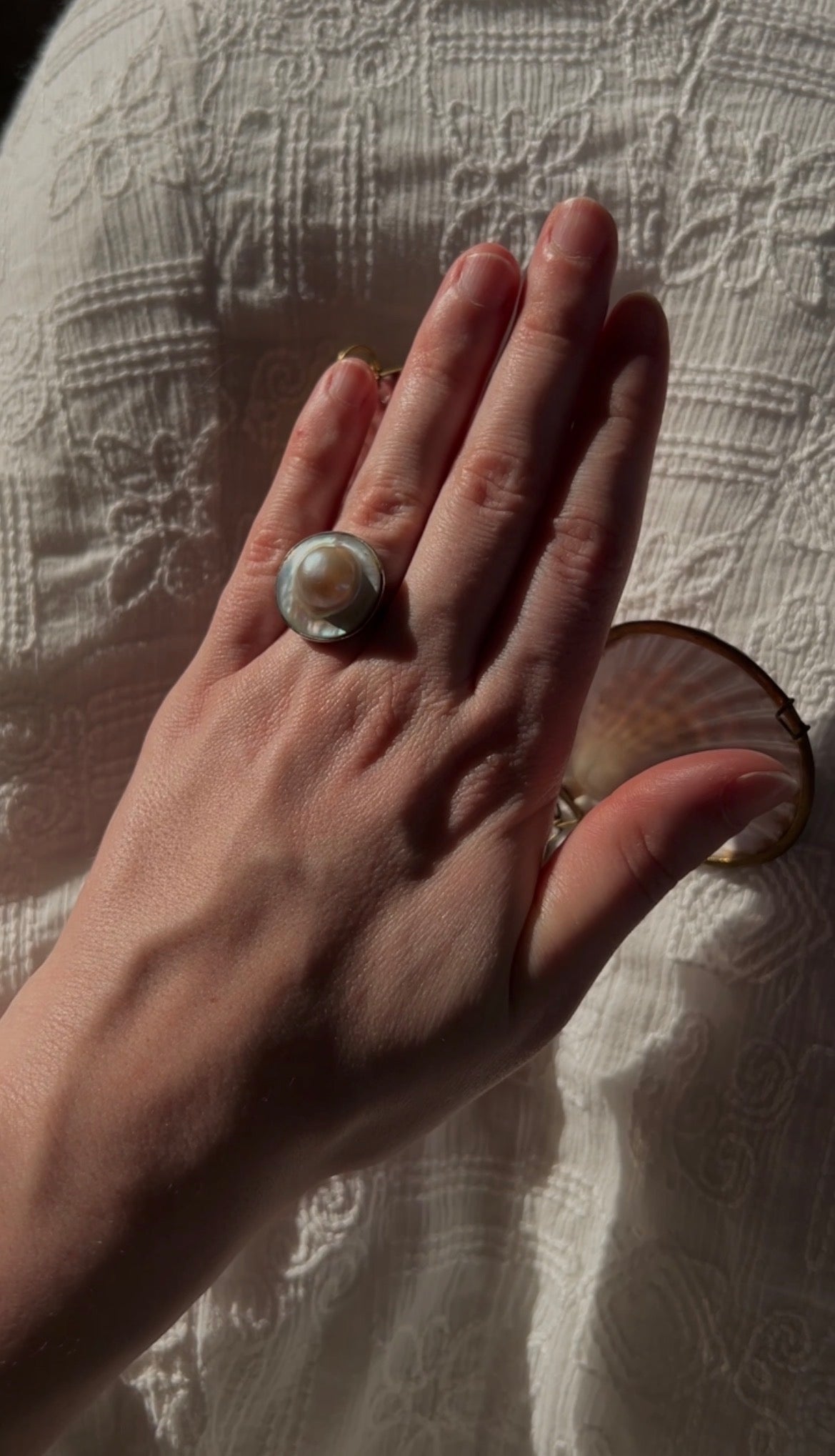 Faux pearl vintage ring