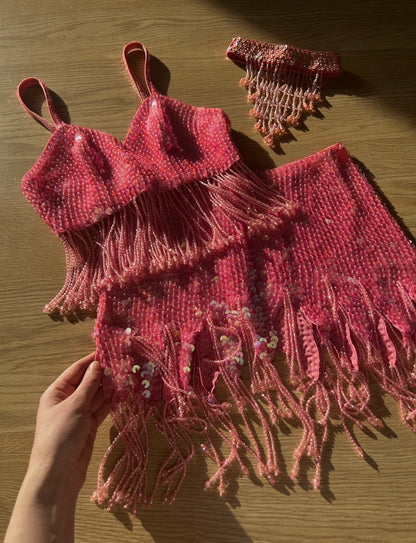 Hotpink one of one sequin 3 piece set (S-M)