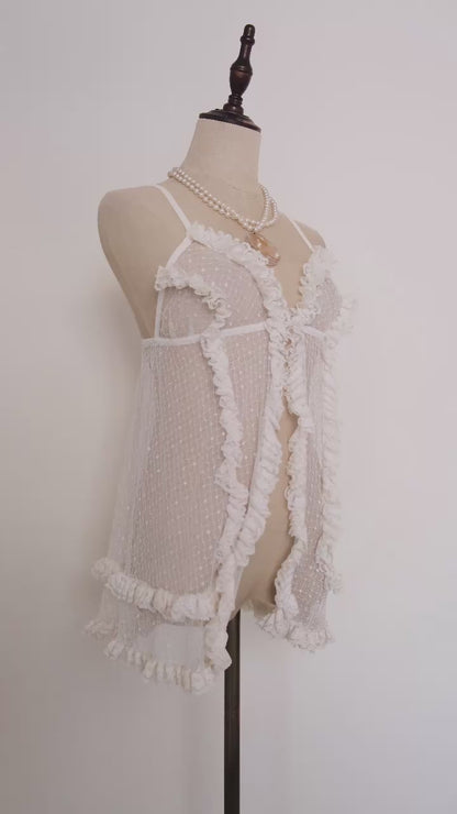 Vintage Frech Ruffle polkadot babydoll (XS/S)