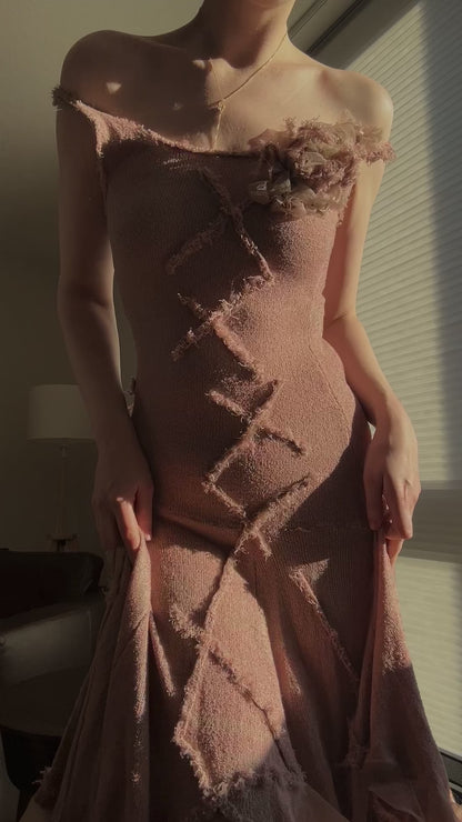 Vintage blush pink knit dress (M-L)